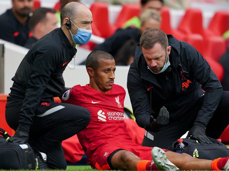 Liverpool midfielder Thiago Alcantara faces at least two games out with calf injury